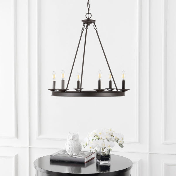 Safavieh JORIS 6-Light Extendable Chandelier - Modern Elegance for Dining Rooms and Living Spaces Oil Rub Bronze CHA4015A