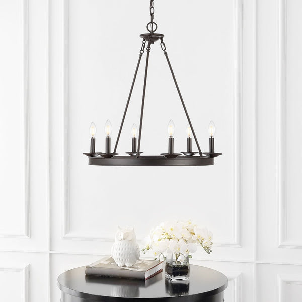 Safavieh JORIS 6-Light Extendable Chandelier - Modern Elegance for Dining Rooms and Living Spaces Oil Rub Bronze CHA4015A