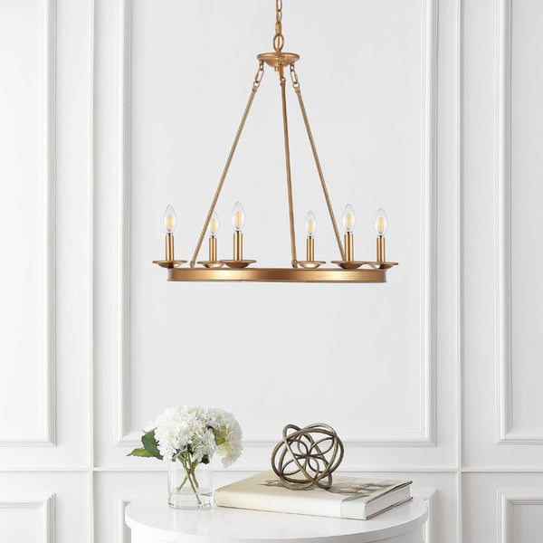 Safavieh JORIS 6-Light Extendable Chandelier - Modern Elegance for Dining Rooms and Living Spaces Gold CHA4015B