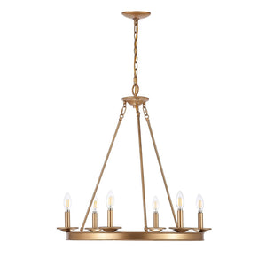 Safavieh JORIS 6-Light Extendable Chandelier - Modern Elegance for Dining Rooms and Living Spaces Gold CHA4015B