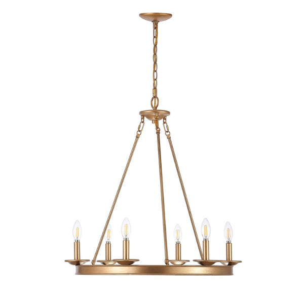 Safavieh JORIS 6-Light Extendable Chandelier - Modern Elegance for Dining Rooms and Living Spaces Gold CHA4015B