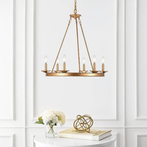 Safavieh JORIS 6-Light Extendable Chandelier - Modern Elegance for Dining Rooms and Living Spaces Gold CHA4015B