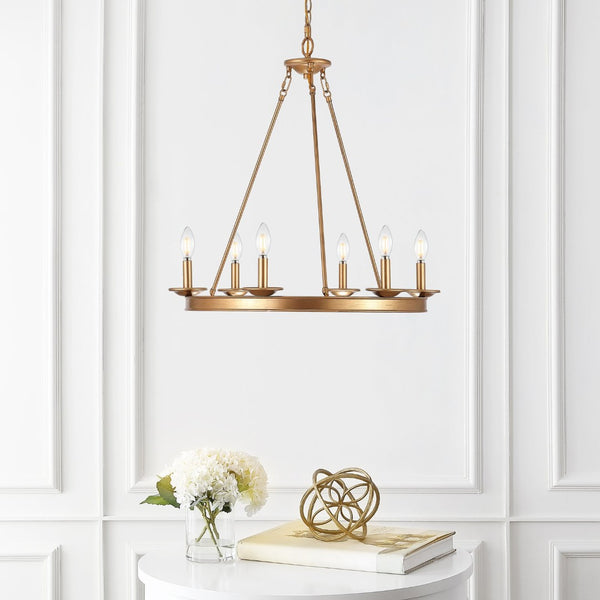 Safavieh JORIS 6-Light Extendable Chandelier - Modern Elegance for Dining Rooms and Living Spaces Gold CHA4015B