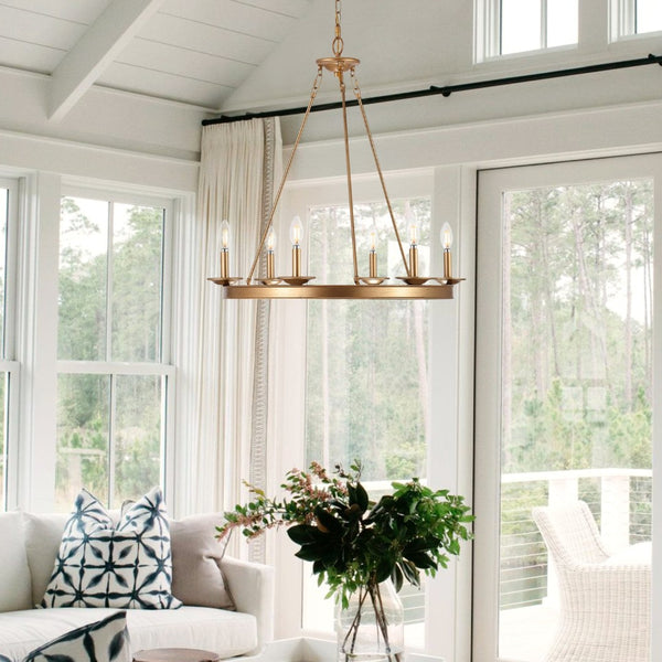 Safavieh JORIS 6-Light Extendable Chandelier - Modern Elegance for Dining Rooms and Living Spaces Gold CHA4015B