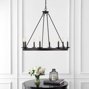 Safavieh FAUNA, 8-Light Chandelier - Elegant Iron Design with Adjustable Height for Timeless Home Illumination Oil Rub Bronze CHA4016A