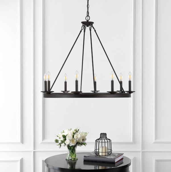 Safavieh FAUNA, 8-Light Chandelier - Elegant Iron Design with Adjustable Height for Timeless Home Illumination Oil Rub Bronze CHA4016A
