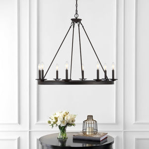 Safavieh FAUNA, 8-Light Chandelier - Elegant Iron Design with Adjustable Height for Timeless Home Illumination Oil Rub Bronze CHA4016A