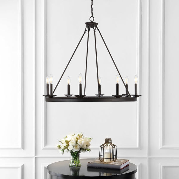 Safavieh FAUNA, 8-Light Chandelier - Elegant Iron Design with Adjustable Height for Timeless Home Illumination Oil Rub Bronze CHA4016A