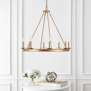 Safavieh FAUNA, 8-Light Chandelier - Elegant Iron Design with Adjustable Height for Timeless Home Illumination Gold CHA4016B