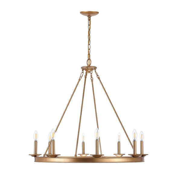 Safavieh FAUNA, 8-Light Chandelier - Elegant Iron Design with Adjustable Height for Timeless Home Illumination Gold CHA4016B