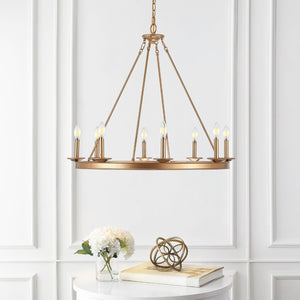 Safavieh FAUNA, 8-Light Chandelier - Elegant Iron Design with Adjustable Height for Timeless Home Illumination Gold CHA4016B