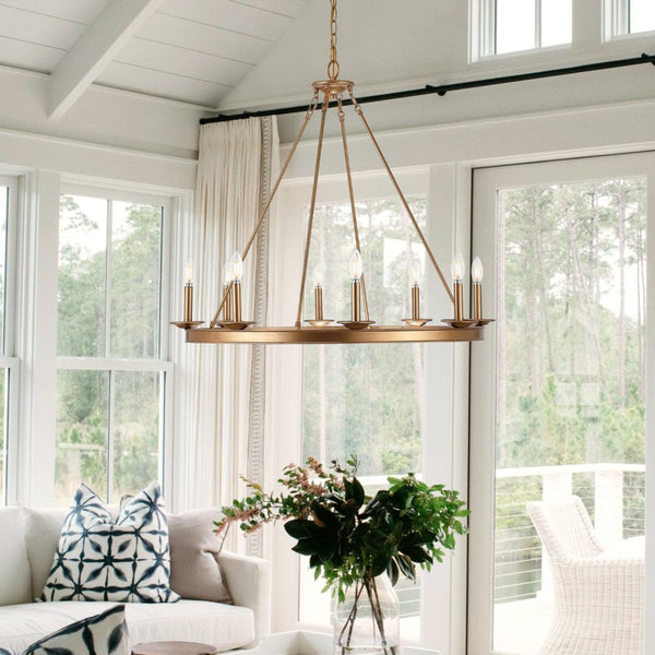 Safavieh FAUNA, 8-Light Chandelier - Elegant Iron Design with Adjustable Height for Timeless Home Illumination Gold CHA4016B