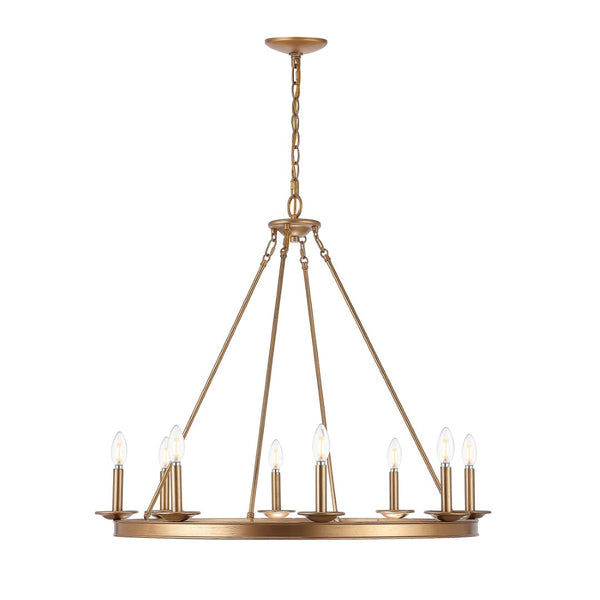 Safavieh FAUNA, 8-Light Chandelier - Elegant Iron Design with Adjustable Height for Timeless Home Illumination Gold CHA4016B