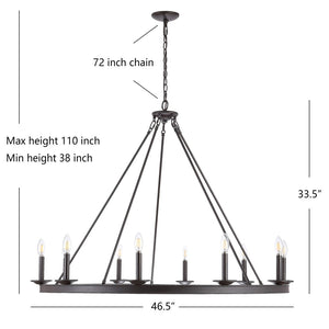Safavieh TELTA, 10-Light Extendable Chandelier – Modern Elegance for Dining and Living Spaces, Adjustable Height Oil Rub Bronze CHA4017A