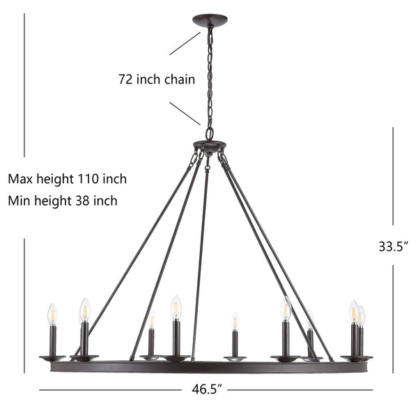 Safavieh TELTA, 10-Light Extendable Chandelier – Modern Elegance for Dining and Living Spaces, Adjustable Height Oil Rub Bronze CHA4017A