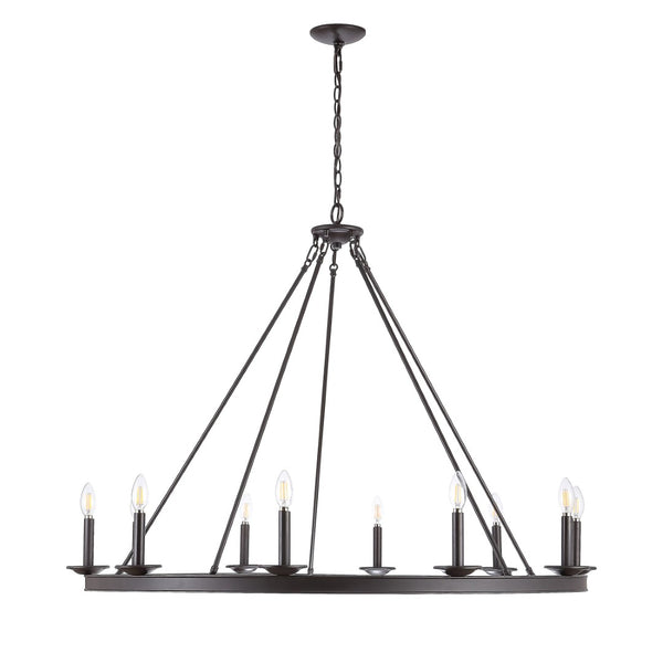 Safavieh TELTA, 10-Light Extendable Chandelier – Modern Elegance for Dining and Living Spaces, Adjustable Height Oil Rub Bronze CHA4017A