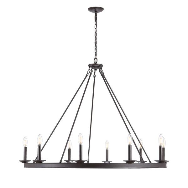 Safavieh TELTA, 10-Light Extendable Chandelier – Modern Elegance for Dining and Living Spaces, Adjustable Height Oil Rub Bronze CHA4017A