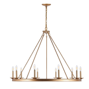 Safavieh TELTA, 10-Light Extendable Chandelier – Modern Elegance for Dining and Living Spaces, Adjustable Height Gold CHA4017B