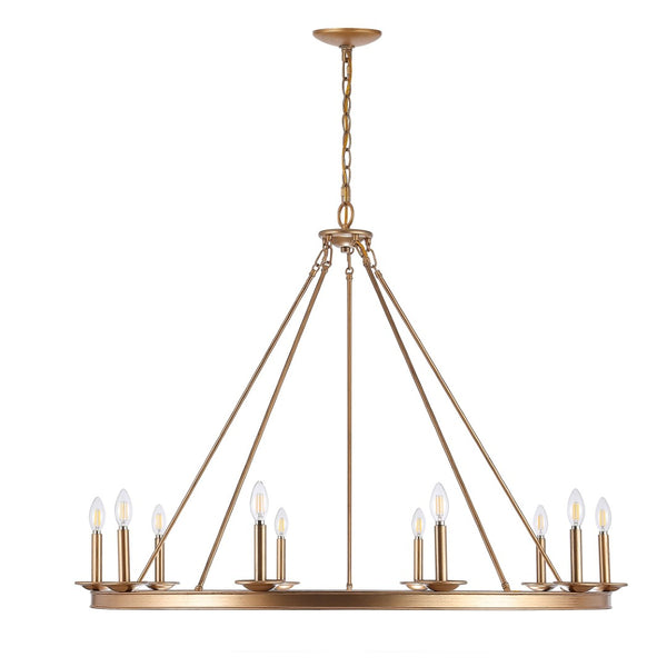 Safavieh TELTA, 10-Light Extendable Chandelier – Modern Elegance for Dining and Living Spaces, Adjustable Height Gold CHA4017B