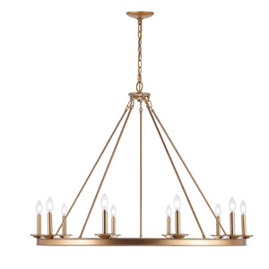 Safavieh TELTA, 10-Light Extendable Chandelier – Modern Elegance for Dining and Living Spaces, Adjustable Height Gold CHA4017B