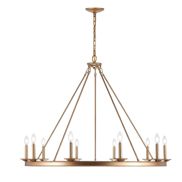 Safavieh TELTA, 10-Light Extendable Chandelier – Modern Elegance for Dining and Living Spaces, Adjustable Height Gold CHA4017B