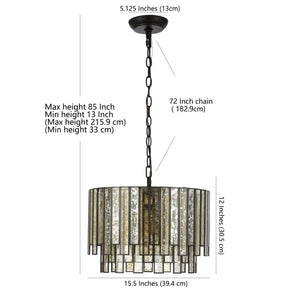 Safavieh GRESHER, 15.5" Extendable Chandelier in Mercury & Oil-Rub Bronze - Elegant Iron & Glass Design CHA4018A