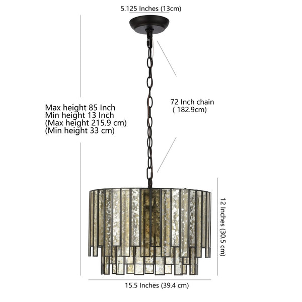 Safavieh GRESHER, 15.5" Extendable Chandelier in Mercury & Oil-Rub Bronze - Elegant Iron & Glass Design CHA4018A