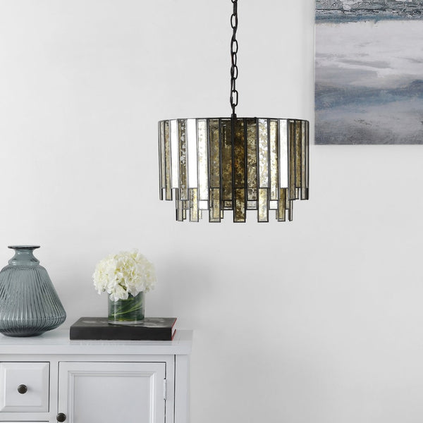 Safavieh GRESHER, 15.5" Extendable Chandelier in Mercury & Oil-Rub Bronze - Elegant Iron & Glass Design CHA4018A