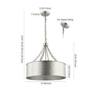 Safavieh ADISON, 3-Light Antique Silver Chandelier - Adjustable Height Iron Fixture for Elegant Spaces CHA4019A