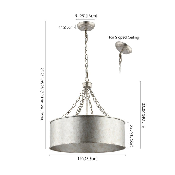 Safavieh ADISON, 3-Light Antique Silver Chandelier - Adjustable Height Iron Fixture for Elegant Spaces CHA4019A