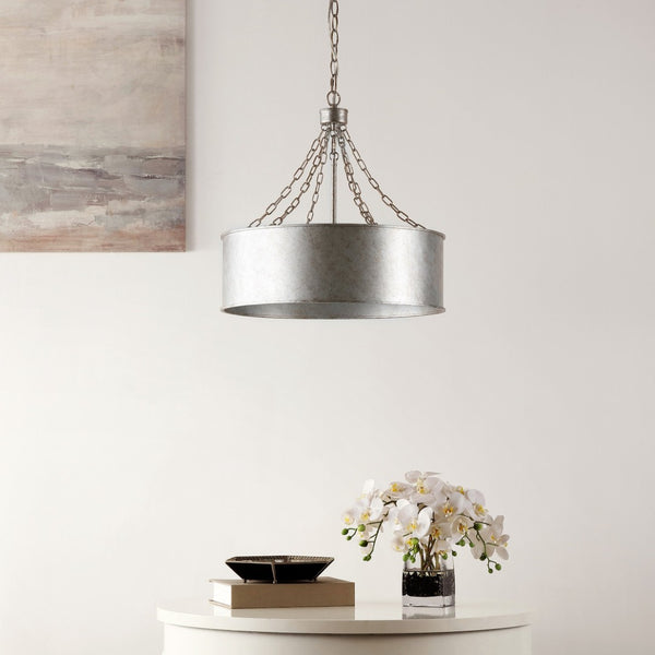 Safavieh ADISON, 3-Light Antique Silver Chandelier - Adjustable Height Iron Fixture for Elegant Spaces CHA4019A