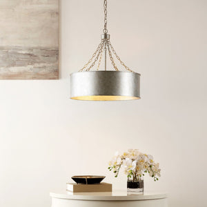 Safavieh ADISON, 3-Light Antique Silver Chandelier - Adjustable Height Iron Fixture for Elegant Spaces CHA4019A
