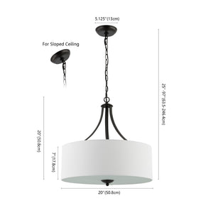 Safavieh BURNETT, 3-Light Extendable Chandelier in Oil-Rubbed Bronze with White Shades for Timeless Elegance CHA4020A