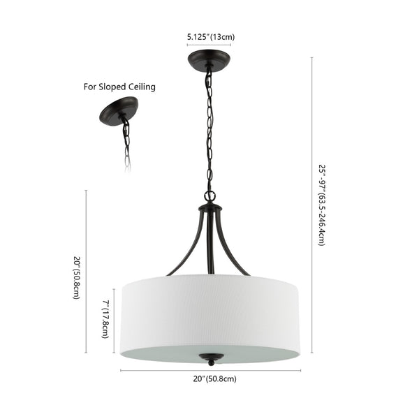Safavieh BURNETT, 3-Light Extendable Chandelier in Oil-Rubbed Bronze with White Shades for Timeless Elegance CHA4020A