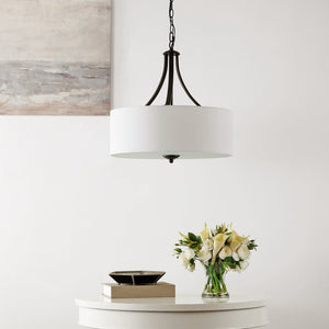 Safavieh BURNETT, 3-Light Extendable Chandelier in Oil-Rubbed Bronze with White Shades for Timeless Elegance CHA4020A