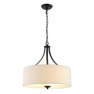 Safavieh BURNETT, 3-Light Extendable Chandelier in Oil-Rubbed Bronze with White Shades for Timeless Elegance CHA4020A