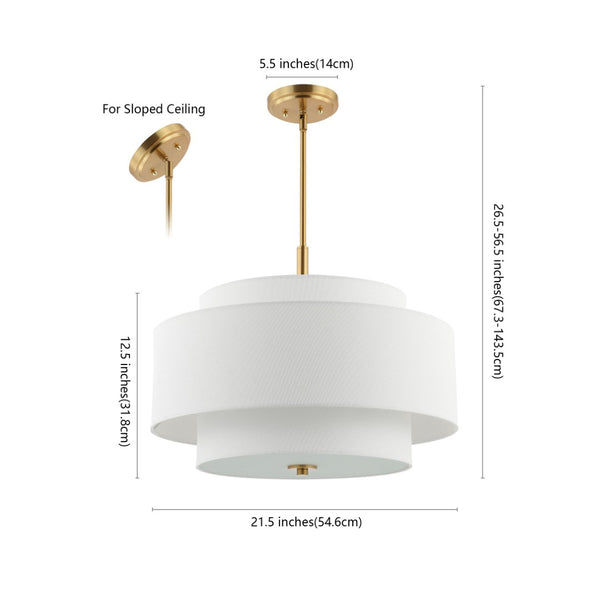 Safavieh CAMBRIE, 3-Light Extendable Chandelier - Elegant White & Brass Iron Fixture for Dining & Living Spaces CHA4021A