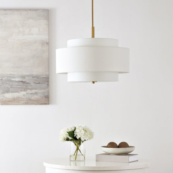 Safavieh CAMBRIE, 3-Light Extendable Chandelier - Elegant White & Brass Iron Fixture for Dining & Living Spaces CHA4021A