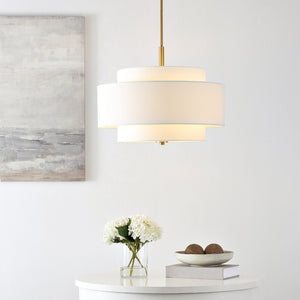 Safavieh CAMBRIE, 3-Light Extendable Chandelier - Elegant White & Brass Iron Fixture for Dining & Living Spaces CHA4021A