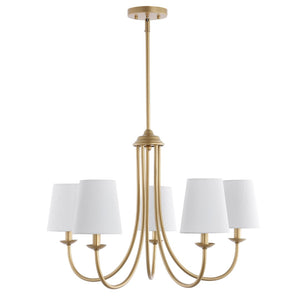 Safavieh DARRYN, 5-Light Extendable Chandelier in Soft Gold Finish, Elegant Iron Frame & Fabric Shades CHA4022B