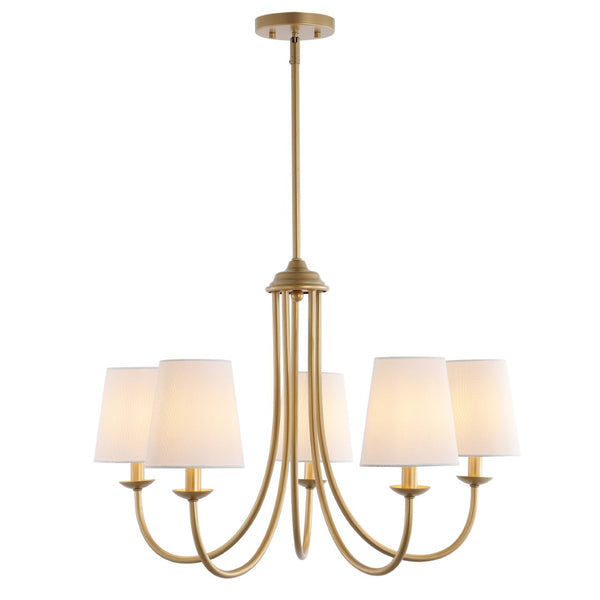 Safavieh DARRYN, 5-Light Extendable Chandelier in Soft Gold Finish, Elegant Iron Frame & Fabric Shades CHA4022B