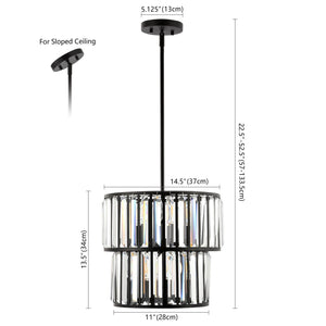 Safavieh CRISSA, 6-Light Chandelier, Adjustable Modern Black & Clear Iron Fixture for Stylish Spaces CHA4025A