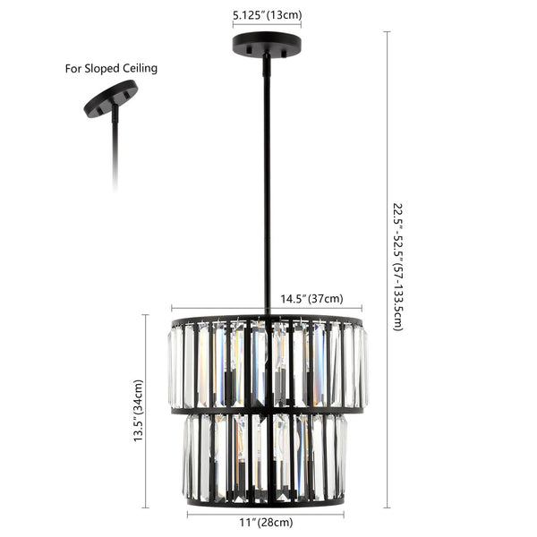 Safavieh CRISSA, 6-Light Chandelier, Adjustable Modern Black & Clear Iron Fixture for Stylish Spaces CHA4025A