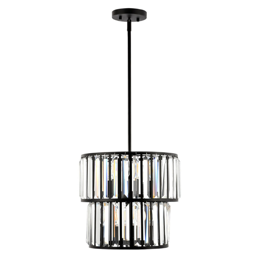 Safavieh CRISSA, 6-Light Chandelier, Adjustable Modern Black & Clear Iron Fixture for Stylish Spaces CHA4025A