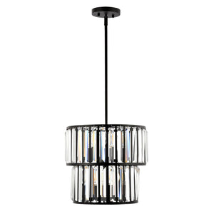 Safavieh CRISSA, 6-Light Chandelier, Adjustable Modern Black & Clear Iron Fixture for Stylish Spaces CHA4025A