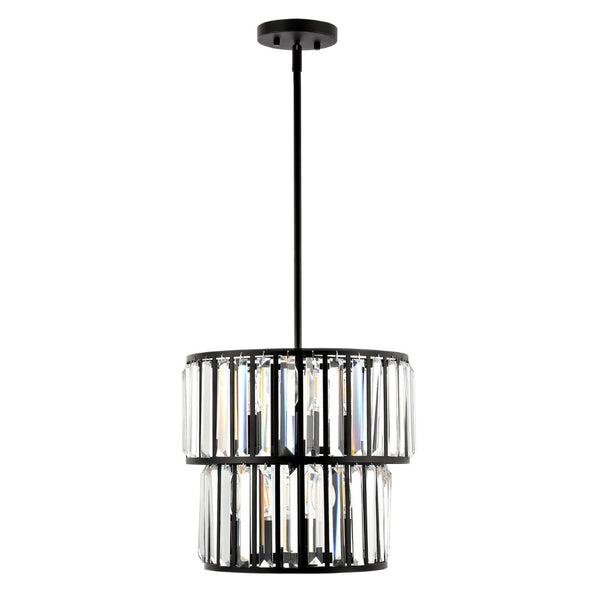 Safavieh CRISSA, 6-Light Chandelier, Adjustable Modern Black & Clear Iron Fixture for Stylish Spaces CHA4025A