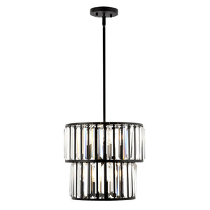 Safavieh CRISSA, 6-Light Chandelier, Adjustable Modern Black & Clear Iron Fixture for Stylish Spaces CHA4025A