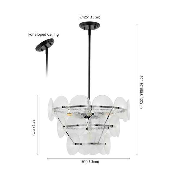 Safavieh LANDRETH, 6-Light Black & Clear Iron Chandelier - Adjustable Height for Dining & Living Spaces CHA4026A