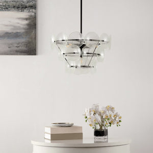 Safavieh LANDRETH, 6-Light Black & Clear Iron Chandelier - Adjustable Height for Dining & Living Spaces CHA4026A