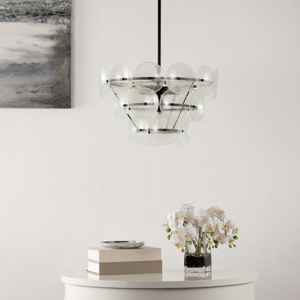 Safavieh LANDRETH, 6-Light Black & Clear Iron Chandelier - Adjustable Height for Dining & Living Spaces CHA4026A